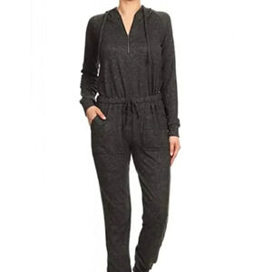 Yado Hoodie Jumpsuit Onesie Black